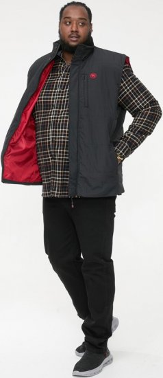 D555 FELIPE Zip Through Padded Gilet With Contrast Colour Lining And Rubber Badge Black - Jakker - Jakker i store størrelser, 2XL- 12XL