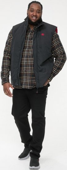 D555 FELIPE Zip Through Padded Gilet With Contrast Colour Lining And Rubber Badge Black - Jakker - Jakker i store størrelser, 2XL- 12XL
