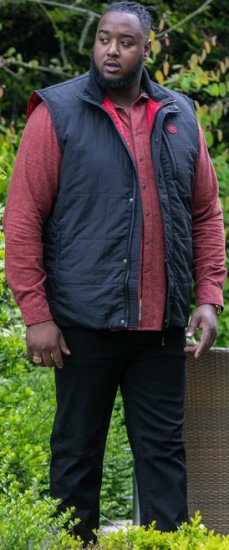 D555 FELIPE Zip Through Padded Gilet With Contrast Colour Lining And Rubber Badge Black - Jakker - Jakker i store størrelser, 2XL- 12XL