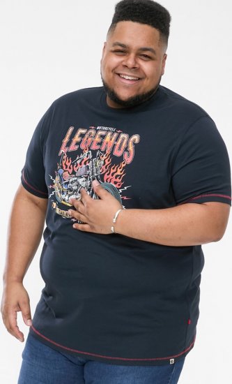 D555 JAGGER Legends Motor Bike Printed Crew Neck T-Shirt Navy - T-shirts - T-shirts i store størrelser - 2XL-14XL