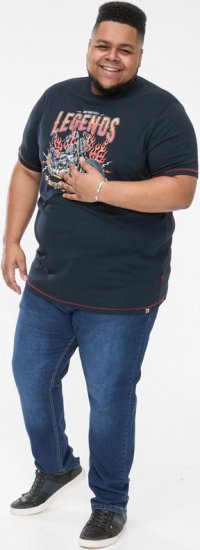 D555 JAGGER Legends Motor Bike Printed Crew Neck T-Shirt Navy - T-shirts - T-shirts i store størrelser - 2XL-14XL