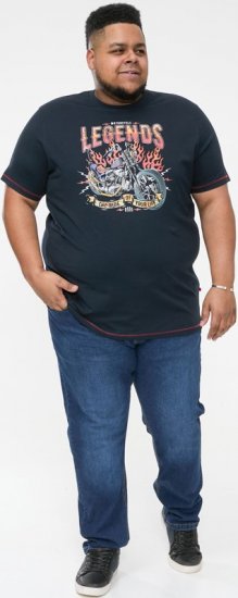 D555 JAGGER Legends Motor Bike Printed Crew Neck T-Shirt Navy - T-shirts - T-shirts i store størrelser - 2XL-14XL