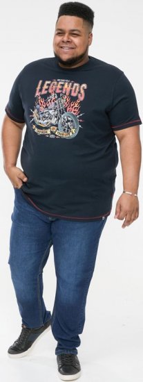 D555 JAGGER Legends Motor Bike Printed Crew Neck T-Shirt Navy - T-shirts - T-shirts i store størrelser - 2XL-14XL