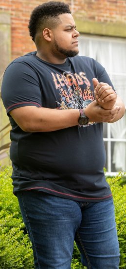 D555 JAGGER Legends Motor Bike Printed Crew Neck T-Shirt Navy - T-shirts - T-shirts i store størrelser - 2XL-14XL