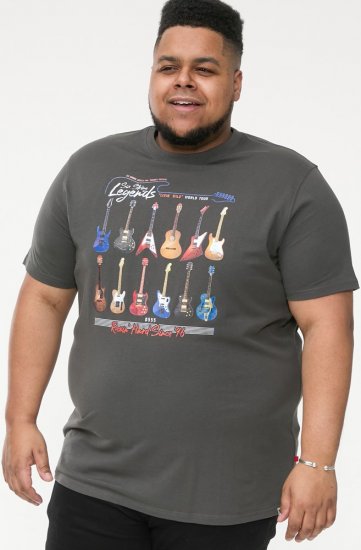 D555 JAIDEN Legends Guitar Printed Crew Neck T-Shirt Khaki - T-shirts - T-shirts i store størrelser - 2XL-14XL