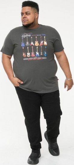 D555 JAIDEN Legends Guitar Printed Crew Neck T-Shirt Khaki - T-shirts - T-shirts i store størrelser - 2XL-14XL