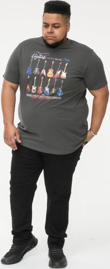 D555 JAIDEN Legends Guitar Printed Crew Neck T-Shirt Khaki - T-shirts - T-shirts i store størrelser - 2XL-14XL