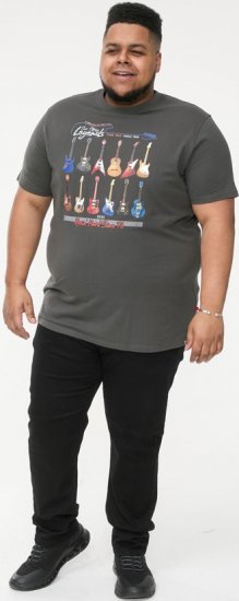 D555 JAIDEN Legends Guitar Printed Crew Neck T-Shirt Khaki - T-shirts - T-shirts i store størrelser - 2XL-14XL