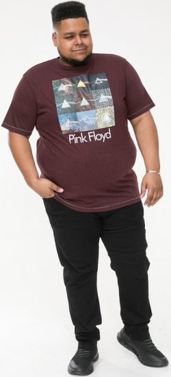 D555 DIVISION Official Pink Floyd Printed T-Shirt Burgundy - T-shirts - T-shirts i store størrelser - 2XL-14XL