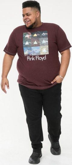 D555 DIVISION Official Pink Floyd Printed T-Shirt Burgundy - T-shirts - T-shirts i store størrelser - 2XL-14XL