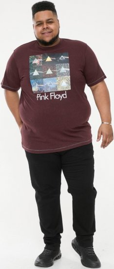 D555 DIVISION Official Pink Floyd Printed T-Shirt Burgundy - T-shirts - T-shirts i store størrelser - 2XL-14XL
