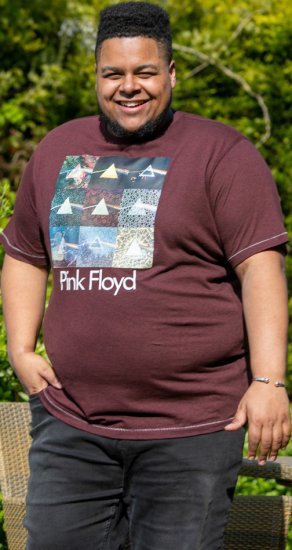 D555 DIVISION Official Pink Floyd Printed T-Shirt Burgundy - T-shirts - T-shirts i store størrelser - 2XL-14XL