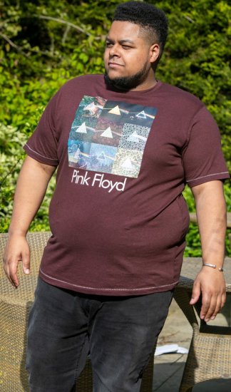 D555 DIVISION Official Pink Floyd Printed T-Shirt Burgundy - T-shirts - T-shirts i store størrelser - 2XL-14XL