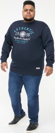 D555 KEYWORTH Authentic Printed Crew Neck Sweatshirt Navy - Trøjer og Hættetrøjer - Trøjer og Hættetrøjer i store størrelser - 2XL-14XL