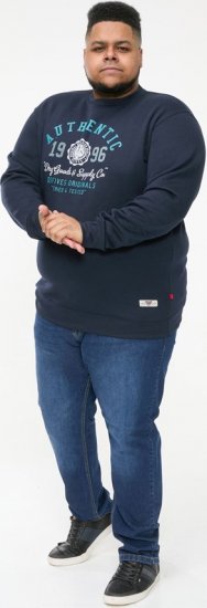 D555 KEYWORTH Authentic Printed Crew Neck Sweatshirt Navy - Trøjer og Hættetrøjer - Trøjer og Hættetrøjer i store størrelser - 2XL-14XL