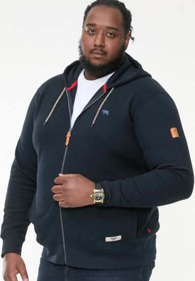D555 IRVIN Full Zip Jacquard Hoody With Chest Embroidery Navy - Trøjer og Hættetrøjer - Trøjer og Hættetrøjer i store størrelser - 2XL-14XL