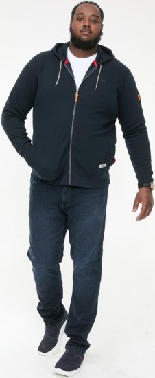 D555 IRVIN Full Zip Jacquard Hoody With Chest Embroidery Navy - Trøjer og Hættetrøjer - Trøjer og Hættetrøjer i store størrelser - 2XL-14XL