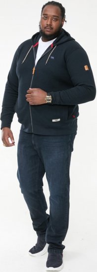 D555 IRVIN Full Zip Jacquard Hoody With Chest Embroidery Navy - Trøjer og Hættetrøjer - Trøjer og Hættetrøjer i store størrelser - 2XL-14XL