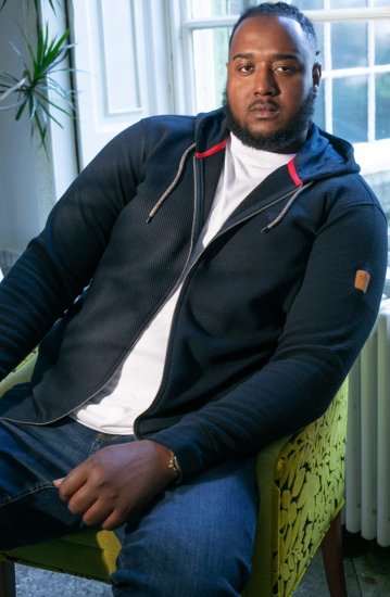 D555 IRVIN Full Zip Jacquard Hoody With Chest Embroidery Navy - Trøjer og Hættetrøjer - Trøjer og Hættetrøjer i store størrelser - 2XL-14XL