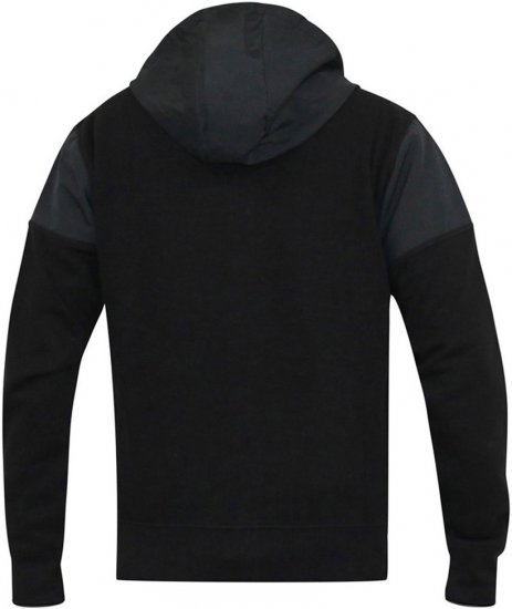D555 DEAN Couture Zip Through Hoody With Woven Contrast Fabric Trim Black - Trøjer og hættetrøjer - Trøjer og Hættetrøjer i store størrelser - 2XL-14XL