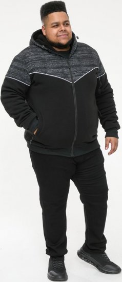 D555 HENNESSEY Zip Through Hoody With Sherpa Lining Black - Trøjer og Hættetrøjer - Trøjer og Hættetrøjer i store størrelser - 2XL-14XL