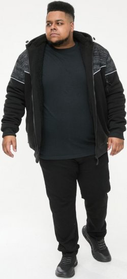 D555 HENNESSEY Zip Through Hoody With Sherpa Lining Black - Trøjer og Hættetrøjer - Trøjer og Hættetrøjer i store størrelser - 2XL-14XL