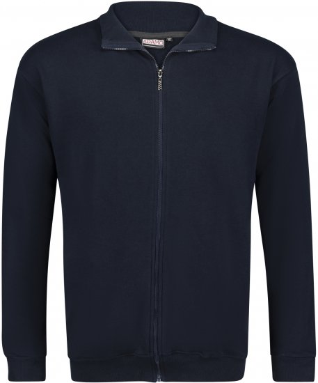 Adamo Athen Sweat Jacket with Full Zipper Navy - Trøjer og hættetrøjer - Trøjer og Hættetrøjer i store størrelser - 2XL-14XL