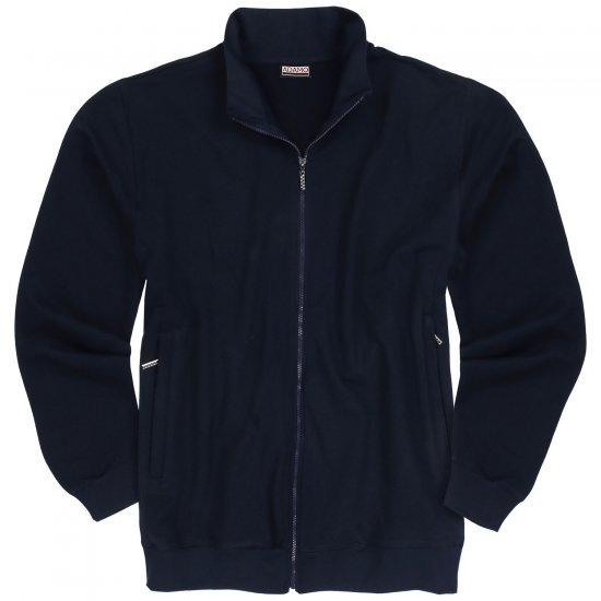 Adamo Athen Sweat Jacket with Full Zipper Navy - Trøjer og hættetrøjer - Trøjer og Hættetrøjer i store størrelser - 2XL-14XL