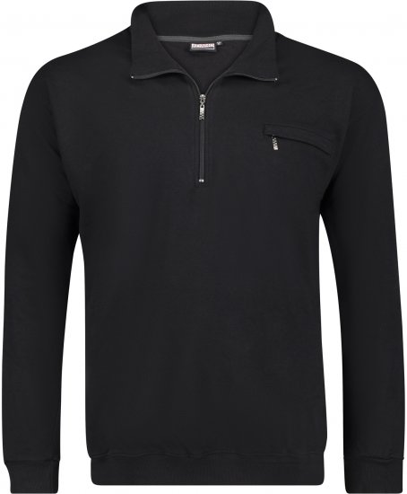Adamo Athen Sweatshirt Half Zipper Black - Trøjer og hættetrøjer - Trøjer og Hættetrøjer i store størrelser - 2XL-14XL
