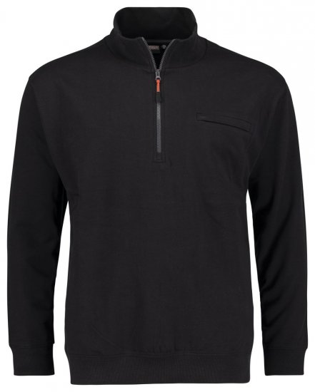 Adamo 159305 Sweatshirt med ståkrave og lynlås Sort - Trøjer og hættetrøjer - Trøjer og Hættetrøjer i store størrelser - 2XL-14XL