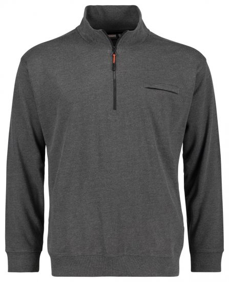 Adamo 159305 Sweatshirt med ståkrave og lynlås Mørkegrå meleret - Trøjer og hættetrøjer - Trøjer og Hættetrøjer i store størrelser - 2XL-14XL