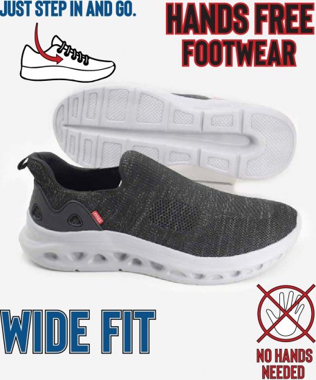 D555 Blyth 1 Kingsize Hands Free Shoes With Knitted Top Black - Herresko 40-52 - 