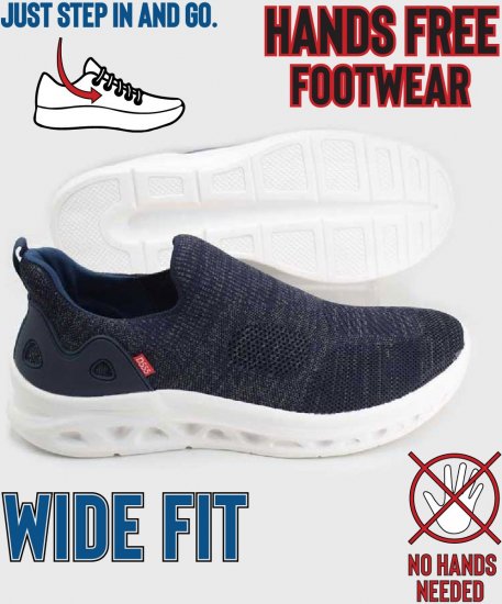 D555 Blyth 2 Kingsize Hands Free Shoes With Knitted Top Navy - Herresko 40-52 - 