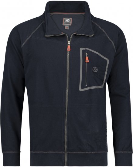 Adamo Manuel Sweatshirt with Zipper Navy - Trøjer og Hættetrøjer - Trøjer og Hættetrøjer i store størrelser - 2XL-14XL