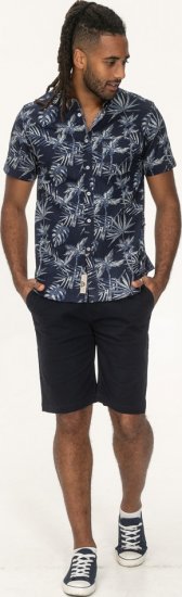 D555 Truro Hawaiian AOP Short Sleeve Button Down Collar Shirt Navy - Skjorter - Skjorter til store mænd 2XL- 8XL