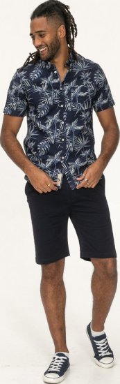 D555 Truro Hawaiian AOP Short Sleeve Button Down Collar Shirt Navy - Skjorter - Skjorter til store mænd 2XL- 8XL
