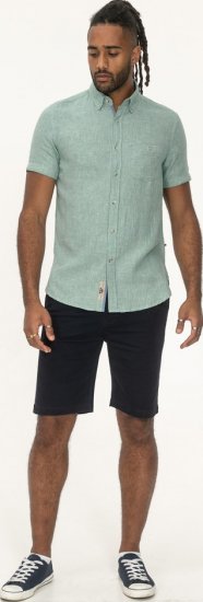D555 Falmouth 2 Linen Mix Short Sleeve Shirt With Button Down Mint - Skjorter - Skjorter til store mænd 2XL- 8XL