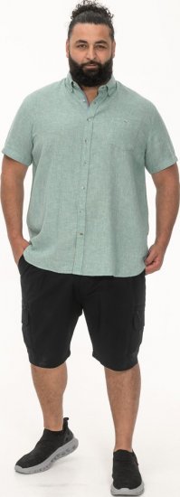 D555 Falmouth 2 Linen Mix Short Sleeve Shirt With Button Down Mint - Skjorter - Skjorter til store mænd 2XL- 8XL