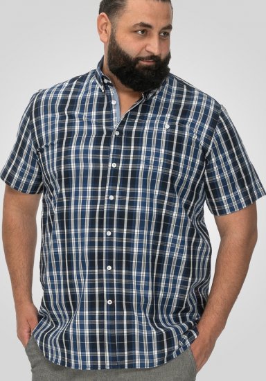 D555 Walsall Button Down Collar Short Sleeve Shirt Navy Shirt - Skjorter - Skjorter til store mænd 2XL- 8XL