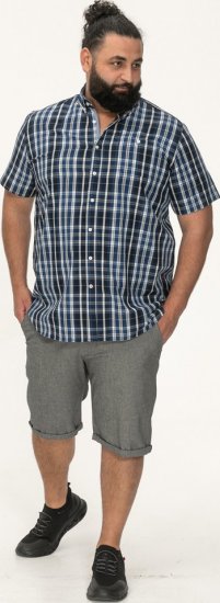 D555 Walsall Button Down Collar Short Sleeve Shirt Navy Shirt - Skjorter - Skjorter til store mænd 2XL- 8XL