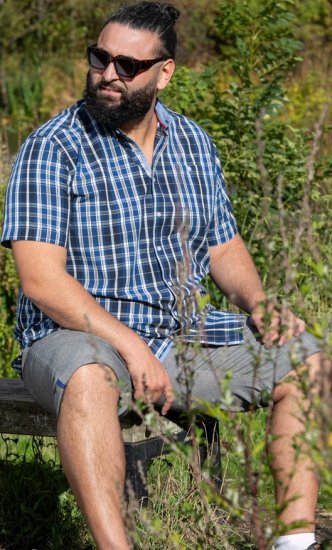 D555 Walsall Button Down Collar Short Sleeve Shirt Navy Shirt - Skjorter - Skjorter til store mænd 2XL- 8XL