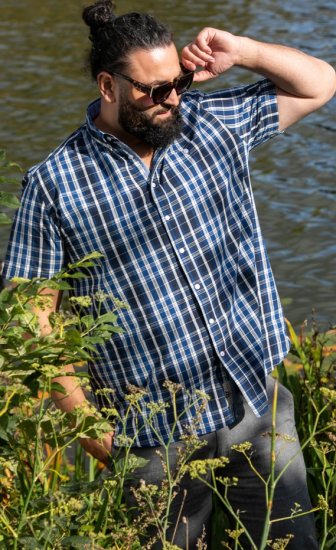 D555 Walsall Button Down Collar Short Sleeve Shirt Navy Shirt - Skjorter - Skjorter til store mænd 2XL- 8XL