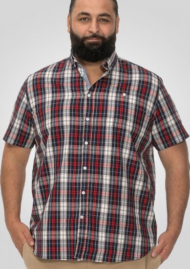 D555 Shields Button Down Collar Short Sleeve Shirt With Pocket Red Check - Skjorter - Skjorter til store mænd 2XL- 8XL