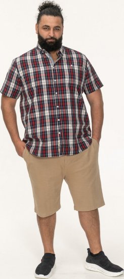 D555 Shields Button Down Collar Short Sleeve Shirt With Pocket Red Check - Skjorter - Skjorter til store mænd 2XL- 8XL