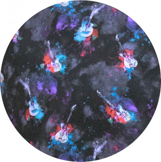 D555 Farnborough Short Sleeve Guitar AOP Shirt With Hidden Button Down Black - Skjorter - Skjorter til store mænd 2XL- 8XL