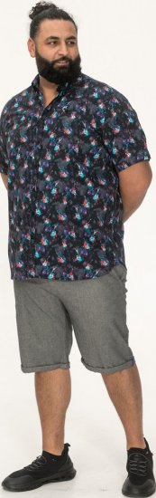 D555 Farnborough Short Sleeve Guitar AOP Shirt With Hidden Button Down Black - Skjorter - Skjorter til store mænd 2XL- 8XL