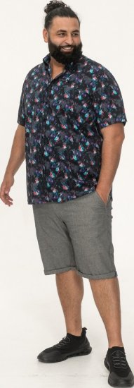 D555 Farnborough Short Sleeve Guitar AOP Shirt With Hidden Button Down Black - Skjorter - Skjorter til store mænd 2XL- 8XL