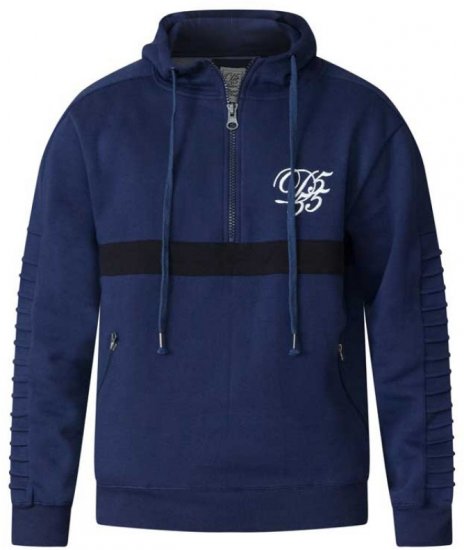 D555 Sergio Half Zip Hoodie Navy - Trøjer og hættetrøjer - Trøjer og Hættetrøjer i store størrelser - 2XL-14XL