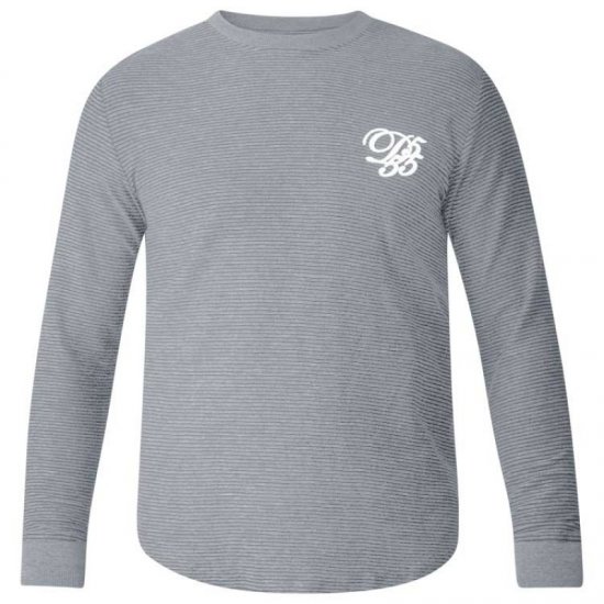 D555 Plato Long Sleeve T-shirt Grey - T-shirts - T-shirts i store størrelser - 2XL-14XL
