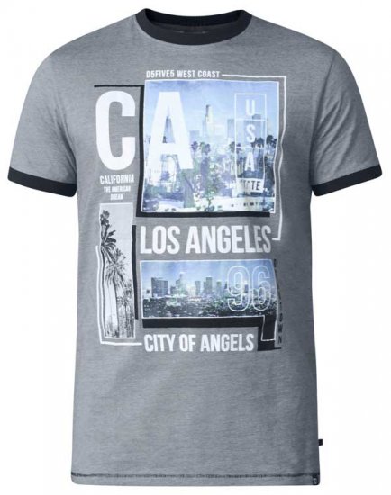D555 Howie Fine Stripe T-shirt Grey - T-shirts - T-shirts i store størrelser - 2XL-14XL